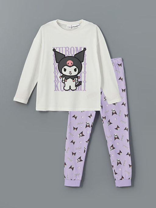 Bisiklet Yaka Kuromi Bask?l? K?z ?ocuk Pijama Tak?m?