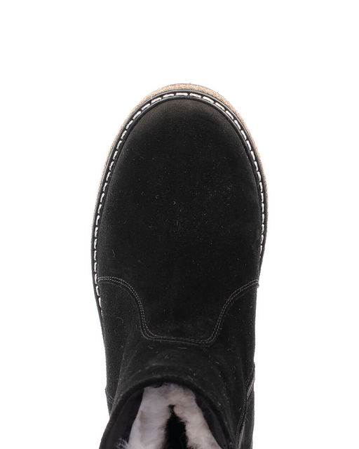 Ботинки женские на войлочной подошве, черные,замша, молния.