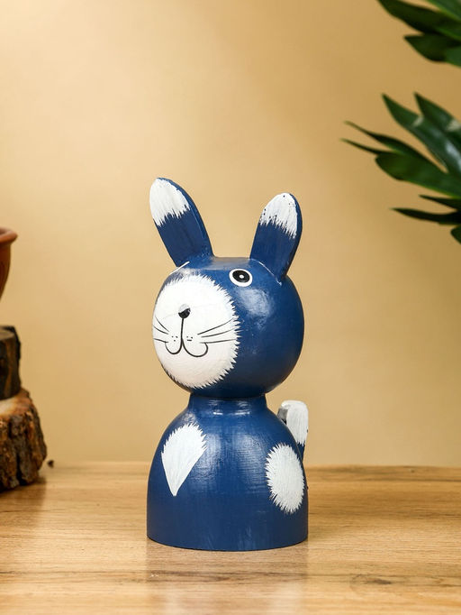 Набор сувенирный Зайки, h=14 см, h=12 см, h=9 см, дерево, синий
