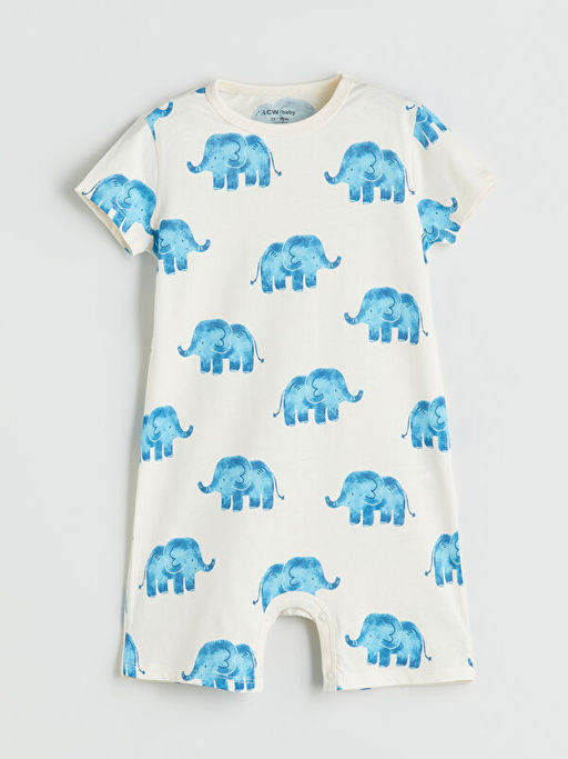 Bisiklet Yaka Bask?l? Erkek Bebek Penye Tulum