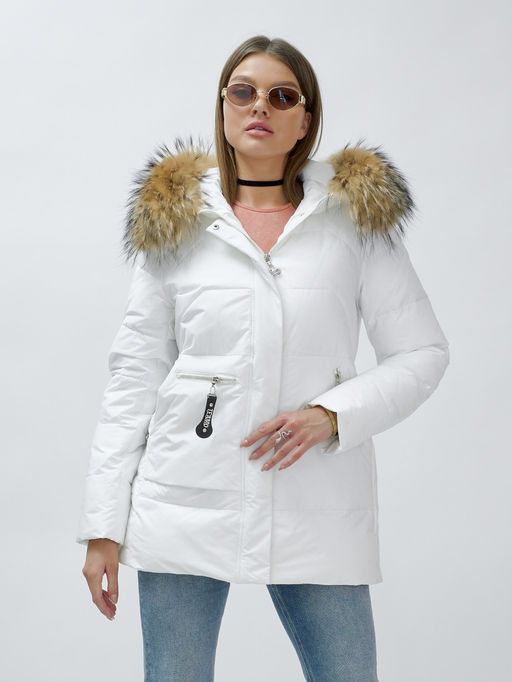 Куртка ПРЕМИУМ КЛАССА зимняя с мехом ЕНОТА, белого цвета - Mtforce фото 14