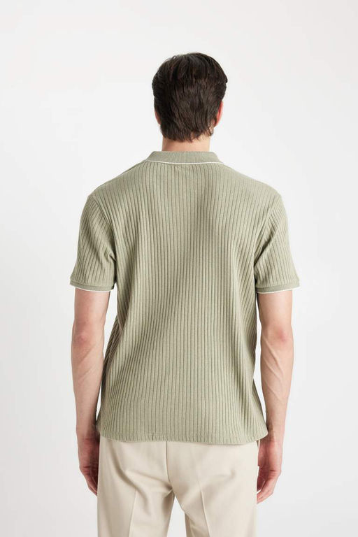 Футболка-поло с короткими рукавами и застежкой-молнией Slim Fit - Defacto фото 6