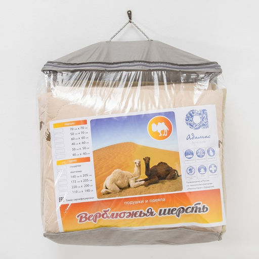 Одеяло всесезонное Адамас Верблюжья шерсть, размер 140х205 5 см, 300гр/м2, чехол тик  фото 4