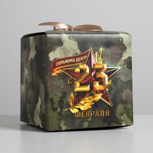 Цена за 2 шт. Коробка подарочная складная, упаковка, «23 февраля», 18×18×18 см