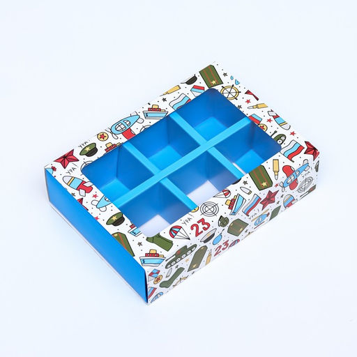 Коробка для конфет 6 шт, Мужской день 13,7 х 9,8 х 3,8 см - UPAK LAND фото 3