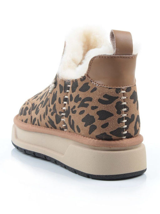 04-PAJW01-5Z BROWN/LEOPARD Ботинки зимние женские (натуральная замша, 100% шерсть, натуральный мех)