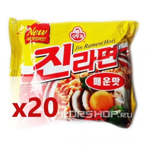 1 кор. Лапша сублимированная Джин рамён (остр.) Оттоги/Ottogi, Корея (20шт *120 г) Акция