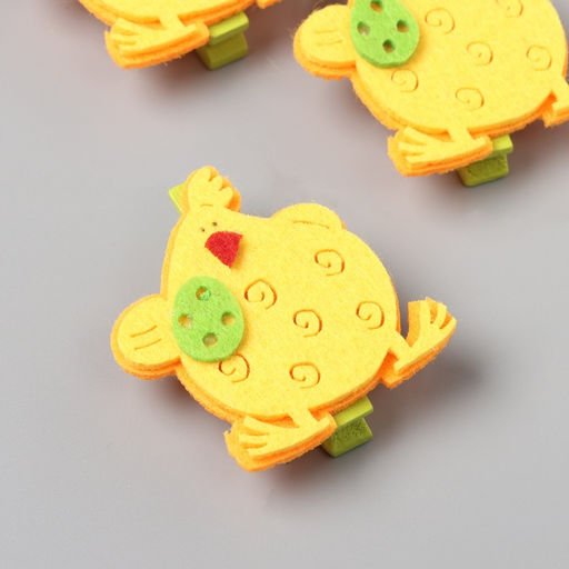 Декор для творчества дерево фетр «Прищепка. Курочка с яйцом», набор 3 шт., 1.8×3.8×4.8 см, МИКС