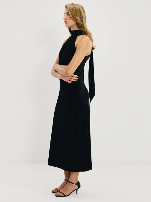 Платье из бархата с воротником халтер / Zarina