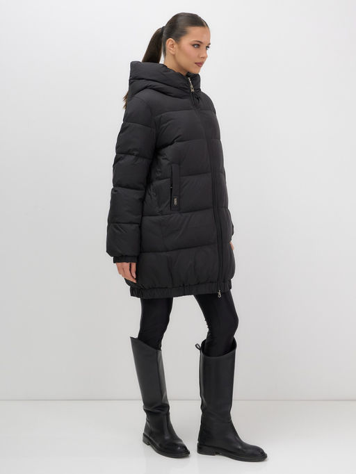 Куртка женская зимняя на резинке большого размера черного цвета 7619Ch - Visdeer фото 8