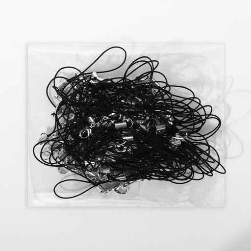 Цена за 100 шт. Основа для брелока на нитке, с карабином, 1.2×0.7 см, 6 см, цвет чёрный, серебряный