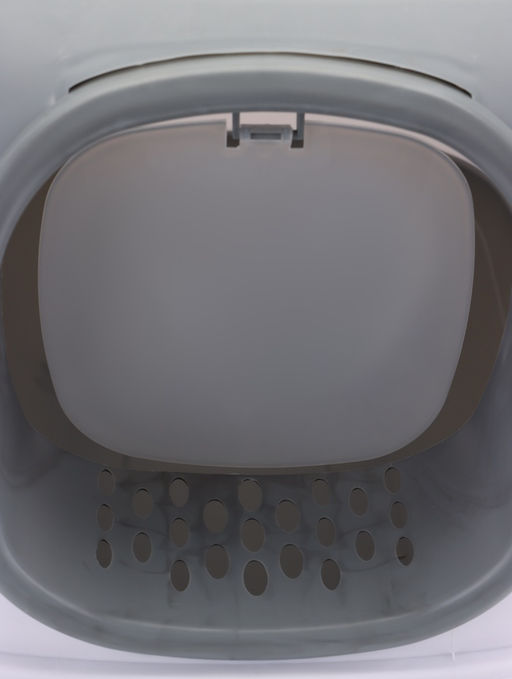 Туалет закрытый, 52×38×37 см, с УФ-лампой и миской, пластик, серый