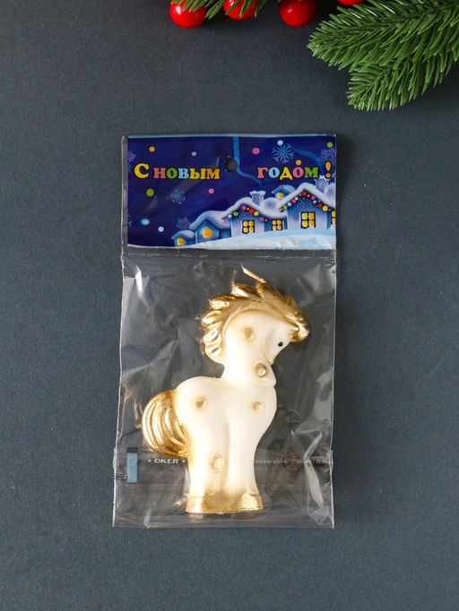 Цена за 2 шт. Свеча декоративная Лошадка, золотой, 6?2.5?8.2 см