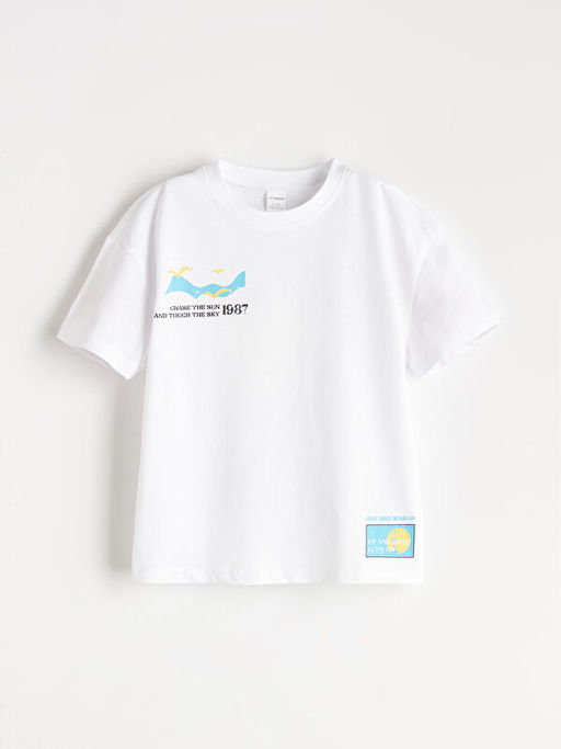 Bisiklet Yaka Bask?l? Erkek ?ocuk Ti??rt