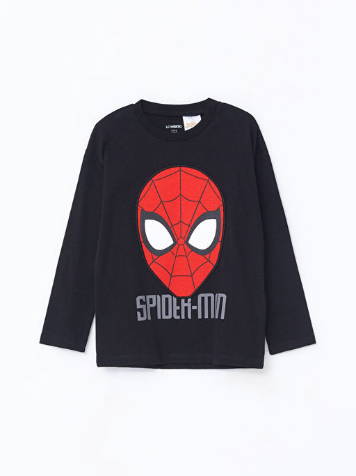 Bisiklet Yaka Spider-Man Bask?l? Erkek ?ocuk Ti??rt