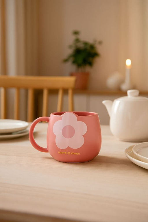 Кружка керамическая White flower one, red (350 мл)
