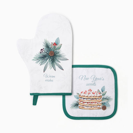 Набор кухонный Этель Sweet treat, варежка 20?28 см, прихватка 19?19 см,100% хлопок