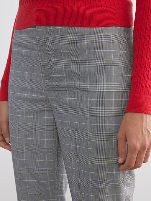 Dar Fit Ekose Kad?n Pantolon