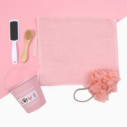 Набор подарочный «Этель» Love, полотенце, мочалка, щётка