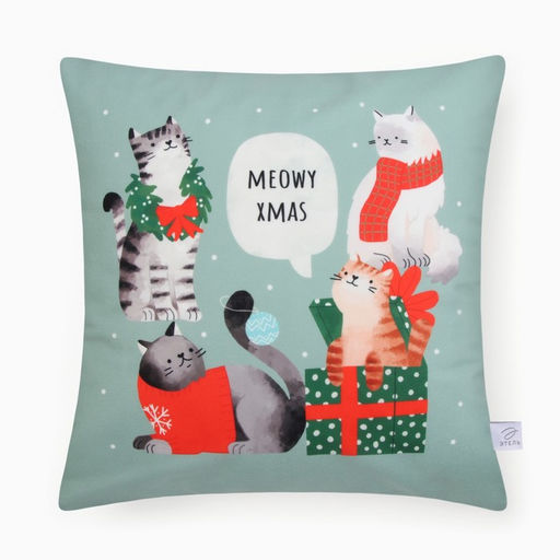 Наволочка декоративная новогодняя Этель. Meow X-mas 40?40 см, велюр