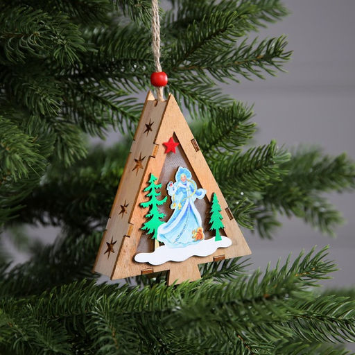 Ёлочная игрушка Ёлочка со Снегурочкой, 12х10х3 см, 1 LED, от батареек, свечение тёплое белое - Luazon lighting фото 2