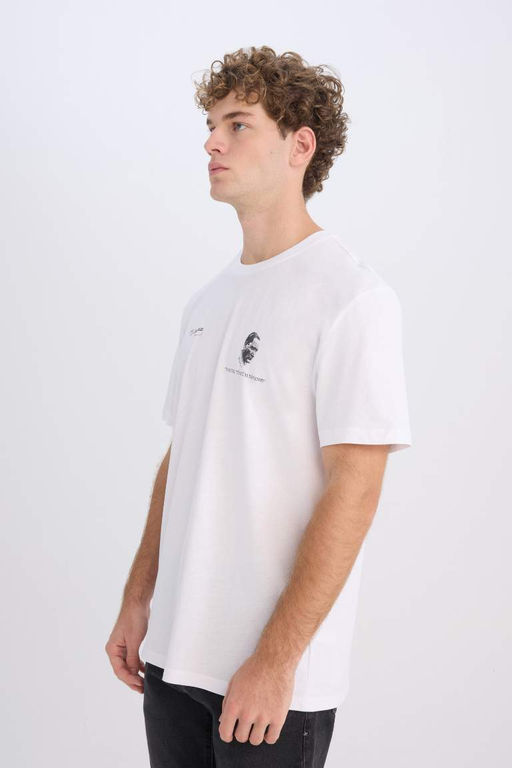 Футболка стандартного кроя с круглым вырезом и короткими рукавами с принтом - Defacto фото 4