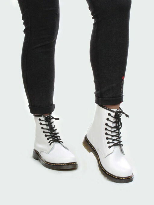 B6019-2 WHITE Ботинки демисезонные женские (натуральная кожа)