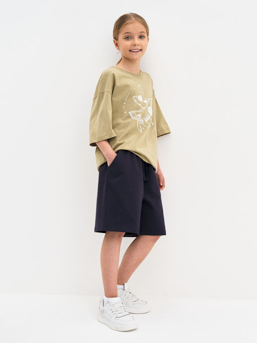 Футболка для девочки цвета хаки с принтом - Kogankids фото 30
