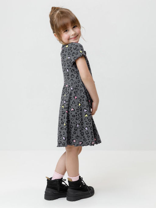 К 5793/серый,яр.леопардовые сердечки платье для дев