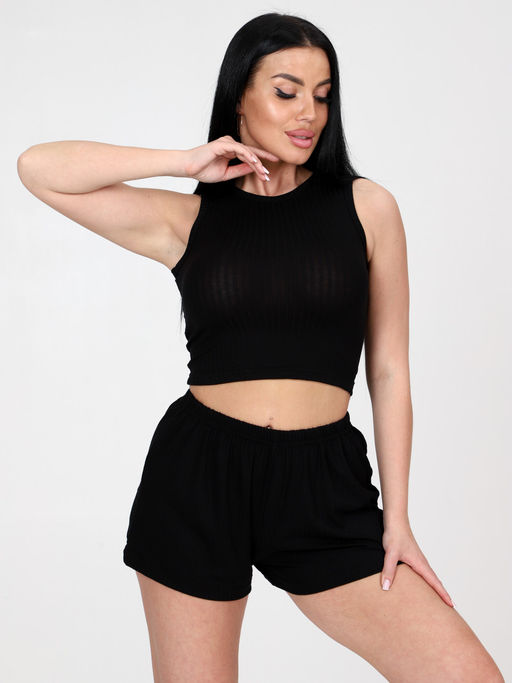 435 ЖЕНСКАЯ ПИЖАМА (шорты) (Черный) - А-дина фото 3