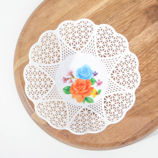 Цена за 2 шт. Ваза для хлеба и фруктов Кубань. Сердце, 18?4.5 см, белый, рисунок МИКС