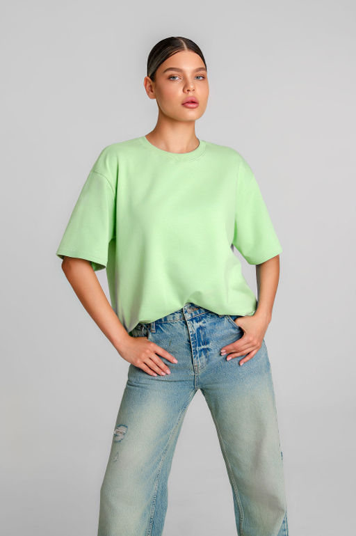 Арт. 3-302/3 Футболка женская оверсайз 44-50 (4 шт) Цвет:салатовый - Калинка фото 8