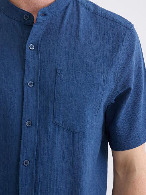 Regular Fit Keten G?r?n?ml? Erkek G?mlek