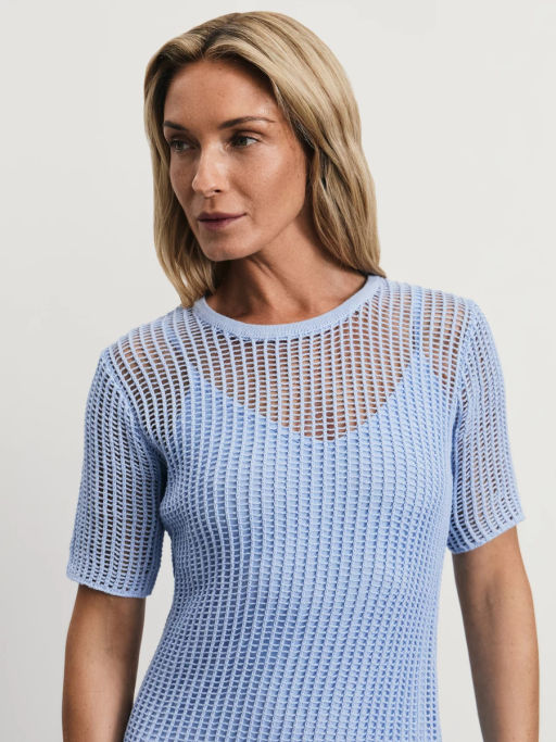 Полупрозрачное вязаное платье из хлопка с подкладкой / Zarina  фото 7