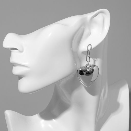 Серьги металл Сердце пленительность, цвет серебро