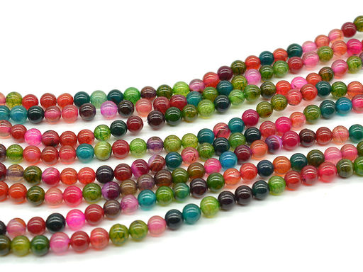 Бусины из агата Вены Дракона шарик 6мм цвет микс, 36см, 62 бусины Радуга камня