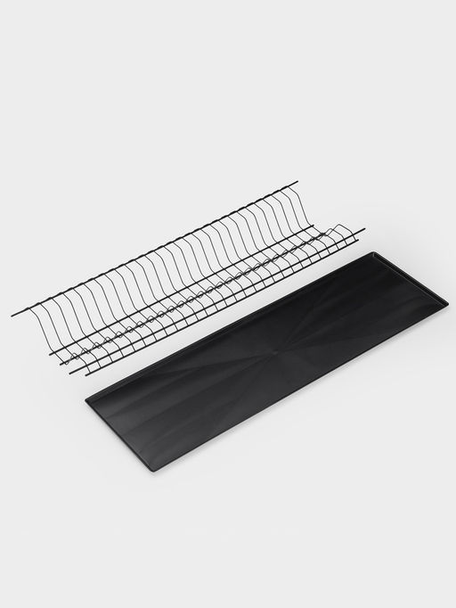 Сушилка для посуды с поддоном для шкафа 80 см, 76.5×25.6 см, чёрная