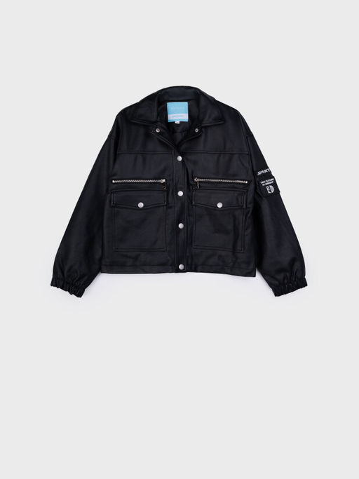 Куртка PlayToday для девочки из экокожи черная  фото 6