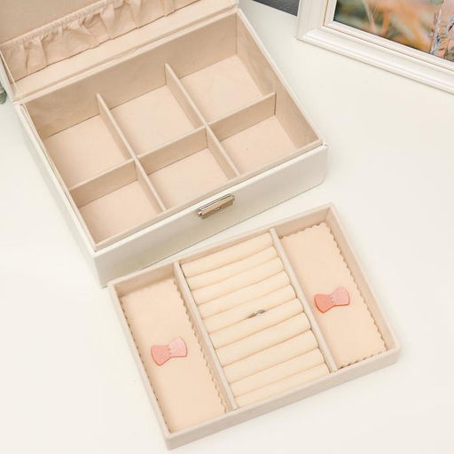 Шкатулка кожзам для украшений Цветочное кружево белая 9,5х16х22 см - Simaland фото 3