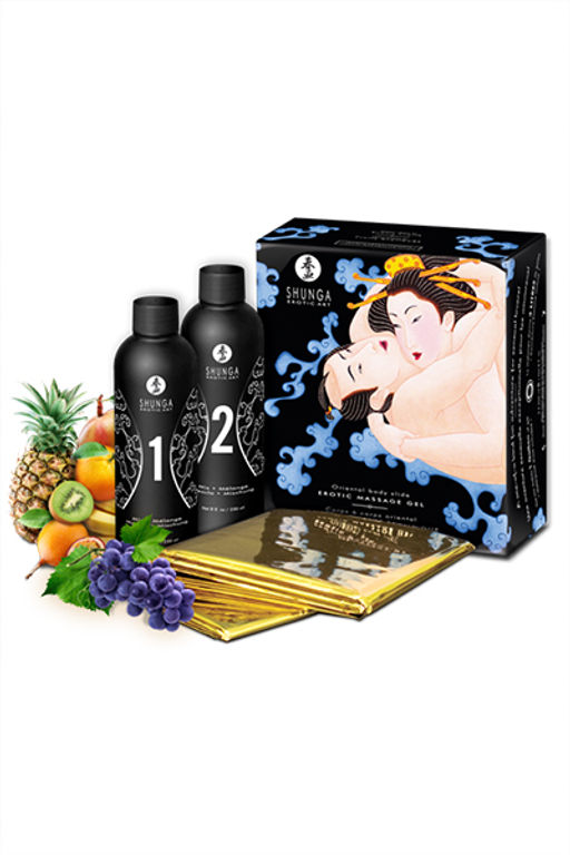 Массажный гель Shunga Экзотические фрукты серии Контактный восточный массаж 2х225 мл.