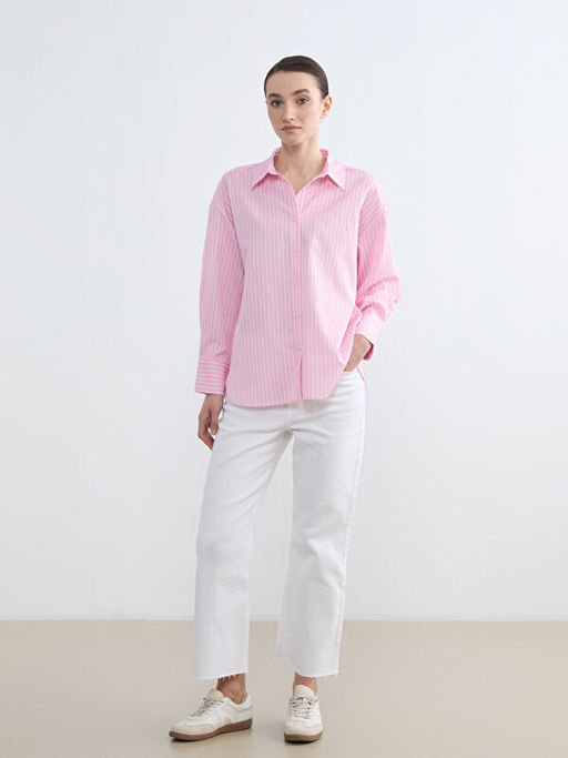 ?izgili Poplin Kad?n G?mlek