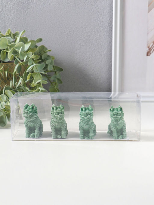 Набор фигурок 4 шт. «Собаки Фу», полистоун, зелёный, 2.3×4.5×5 см