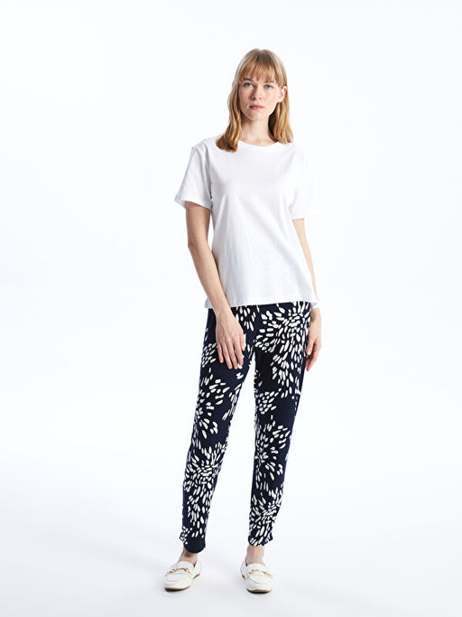 Beli Lastikli Rahat Kal?p Desenli Kad?n Pantolon