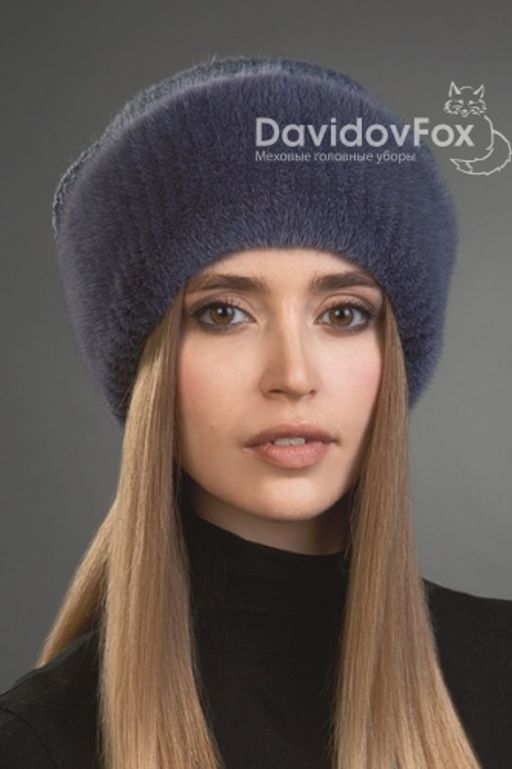 Шапка Камелия норка трикотаж слива