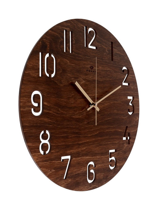 Часы настенные, интерьерные, бесшумные, d-40 см, дерево, открытые