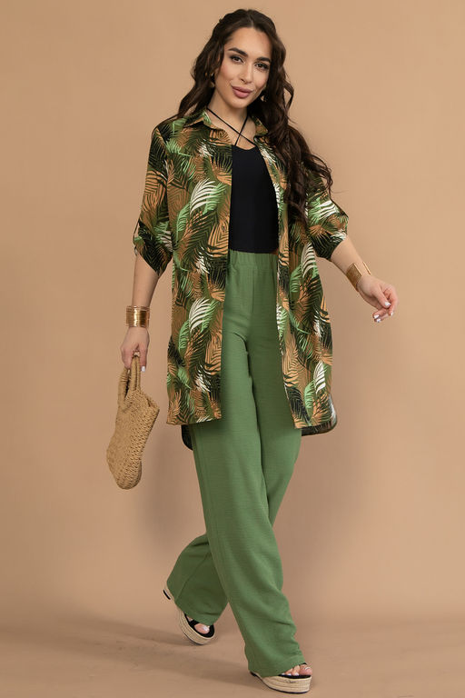 Рубашка Леона (листья/зелёный) - Эльза фото 7