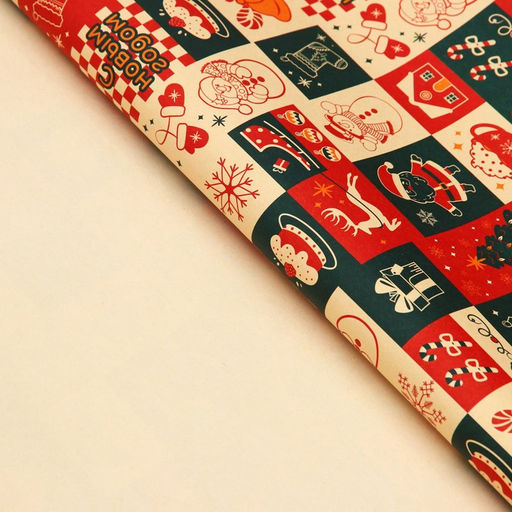 Цена за 10 шт. Бумага упаковочная новогодняя крафт белый «Календарь», 50×70 см