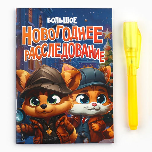 Подарочный набор новогодний, блокнот А6, 16 листов, ручка шпион «Новогоднее расследование со зверятами»