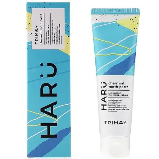 Trimay HARU Charmint Toothpaste 120ml Универсальная зубная паста с фукоиданом и древесным углем  фото 2