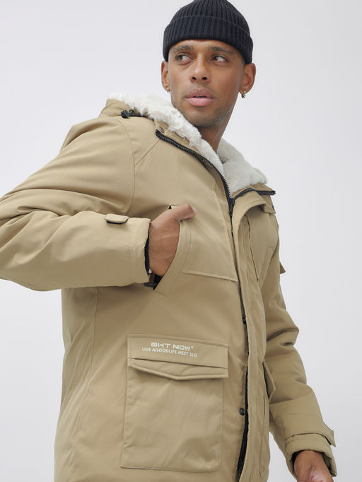 Парка мужская зимняя удлиненная с мехом хаки цвета 8751G - Mtforce фото 11